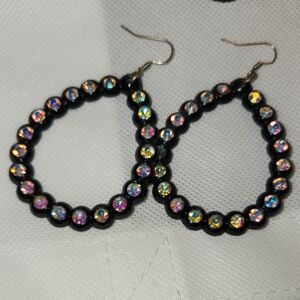 Elegant Black and Iridescent Earrings